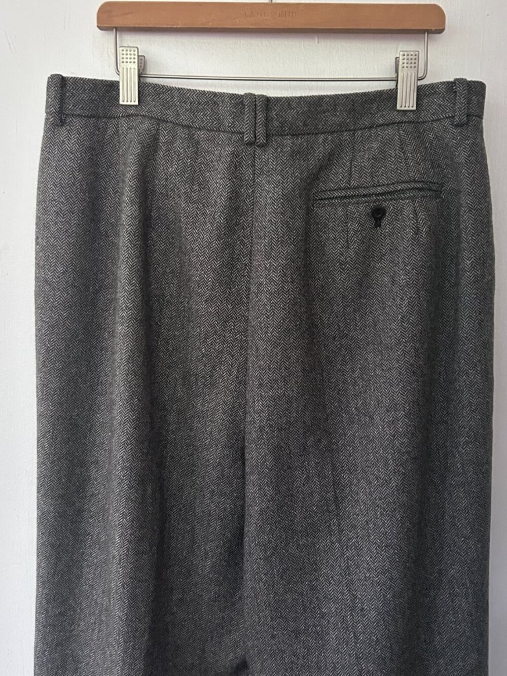 Eddie Bauer Hounds Tooth Wool Blend Trousers Womens‎ 14 Tall Brown Gray VINTAGE - Picture 7 of 7
